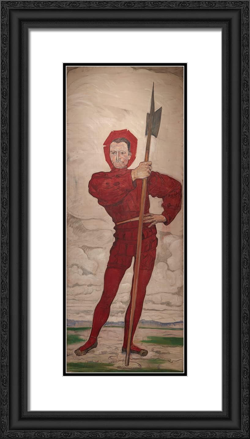 ArtDirect Hodler, Ferdinand 14x24 Black Modern Framed Art Print Titled: The Hellebardier