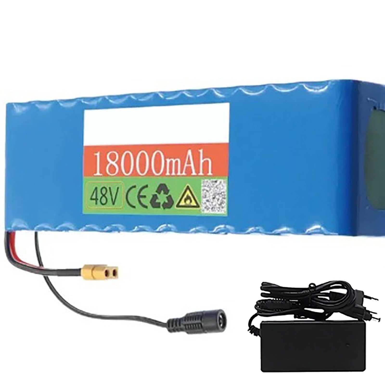 48V 18Ah Lithium Battery for Electric Scooter with XT60 Connectors, Compatible with Motor Kits 250 to 500 W, with Charger 48V 18Ah, XT60