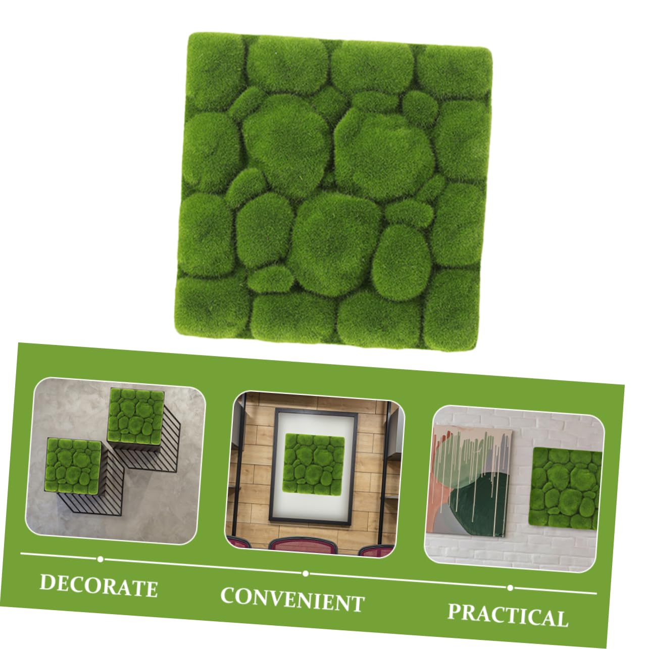 Zerodeko Pannello Decorativo Verde Effetto Realistico in Muschio Artificiale 3 Pezzi Facile da Installare Quadrato in Schiuma per Decorazioni Fai-da-te e Pareti