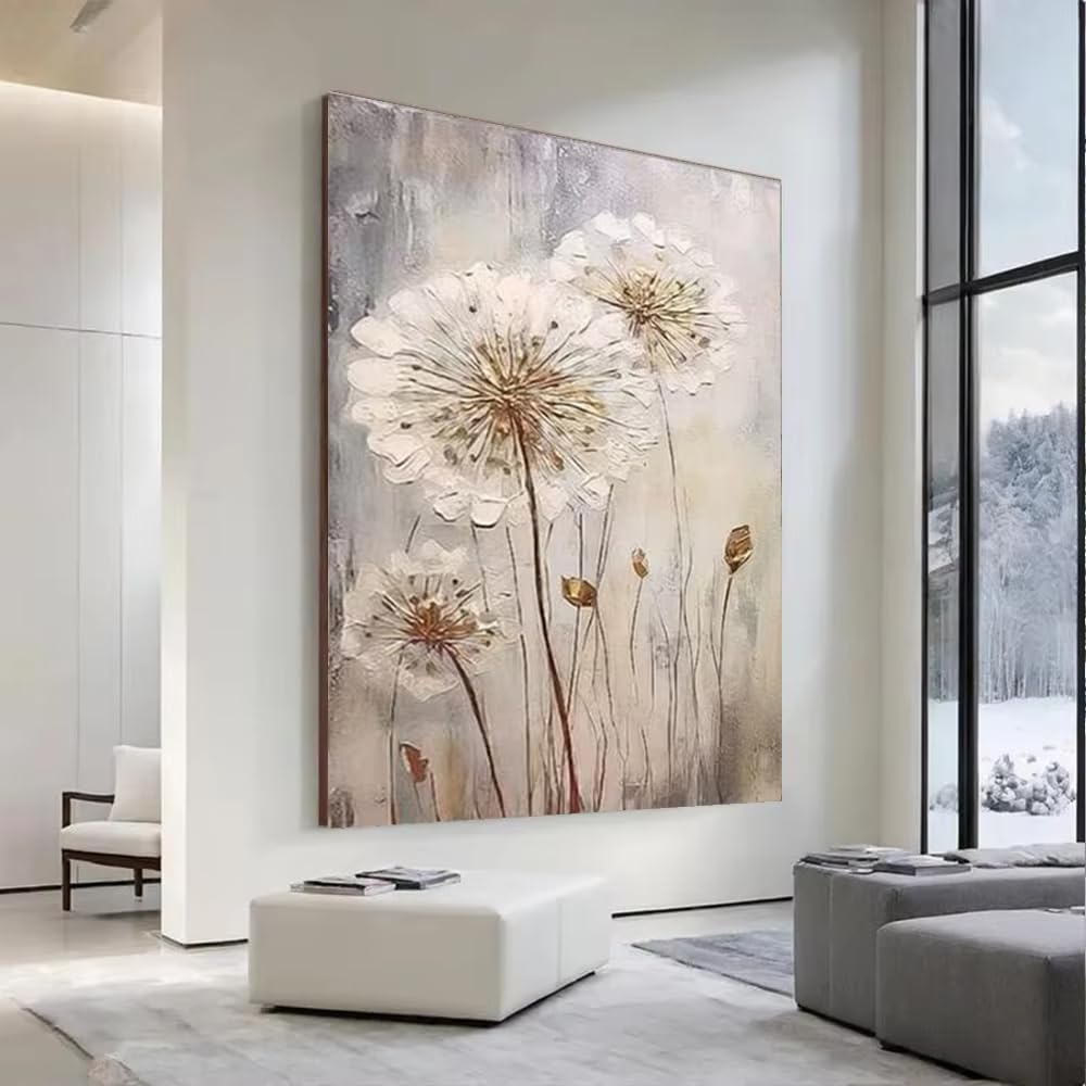XIANGPEIFBH Abstract Flower Mural Neutral Texture Canvas Ultra Large Minimalist Abstract Painting Perfect Home Decor((90x130cm/35x51in)/Unframed)