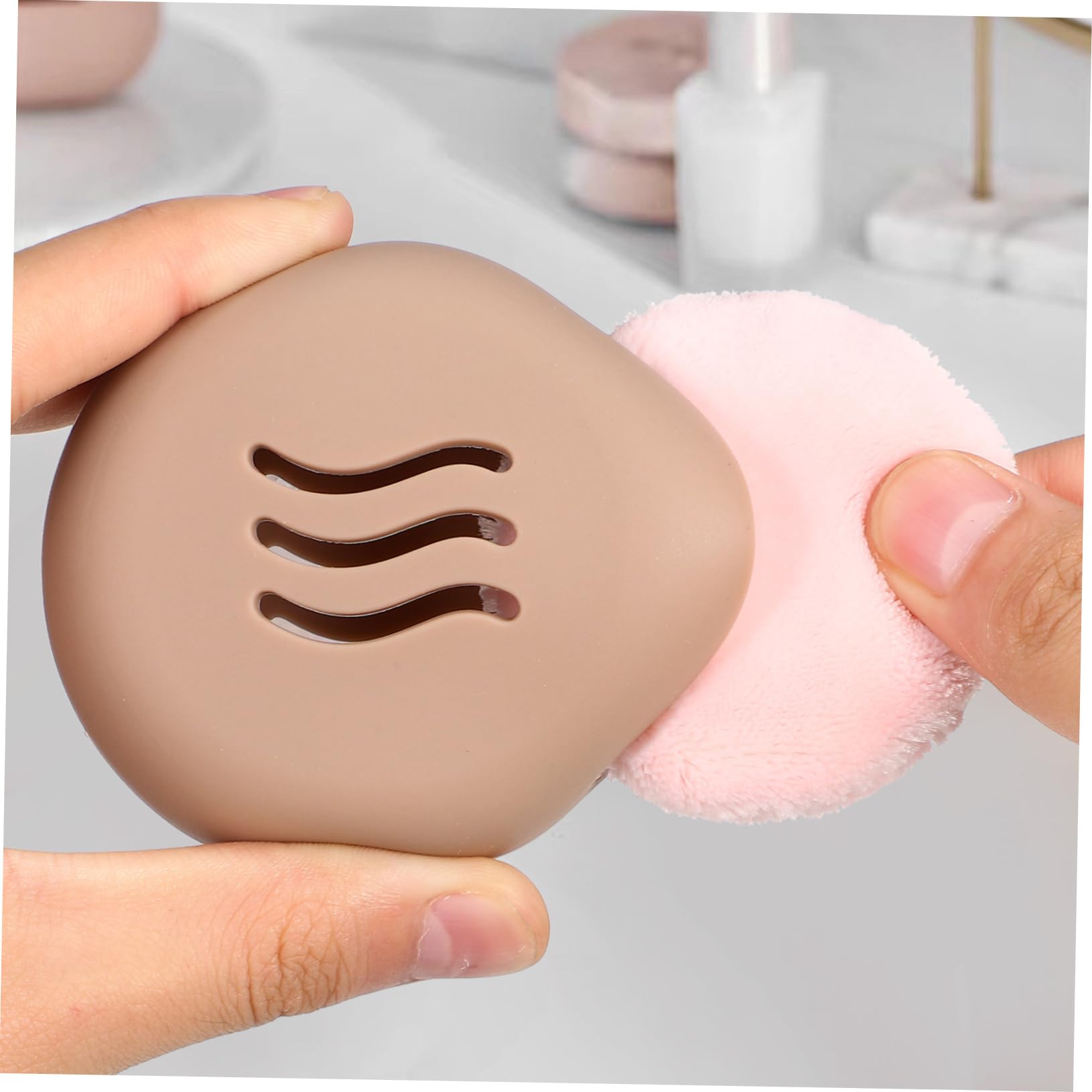8 Piezas Estuche Porta Borlas Caso De Hojaldre Cosmético Soporte De Esponja De Belleza Organizador De Herramientas De Maquillaje Ronda Accesorios Gel De Sílice Viajar