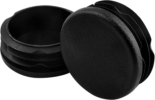 Jiozermi Tapón redondo de plástico de 2 pulgadas, tapón de acabado de muebles redondo negro para postes de tubería, sillas y muebles