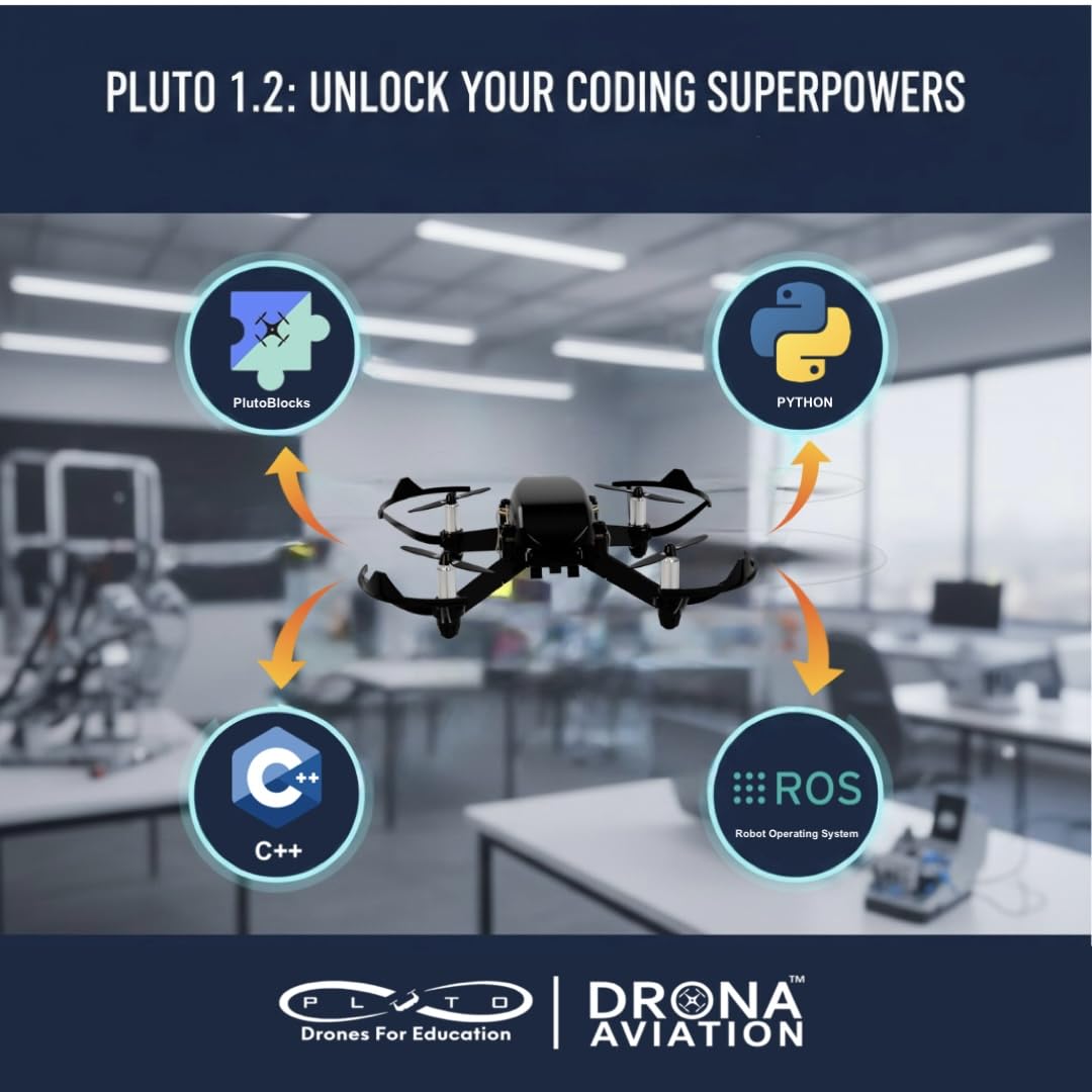 Pluto 1.2 DIY Nano Drone Kit | Educational STEM Drone for Students & Hobbyists | Crash-Resistant | Smartphone Controlled | Coding with PlutoBlocks & IDE | 25+ Projects | Drona Aviation 1