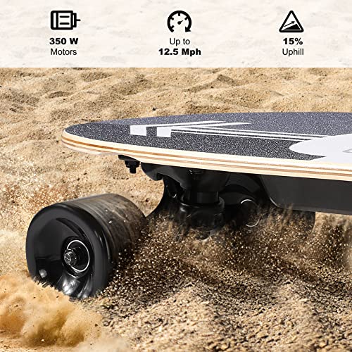 Caroma 350W Electric Skateboard For Adults Teens, 27.5" 7 Layers Maple Electric Longboard With Remote, 12.4 Mph Top Speed, 8 Miles Max Range, 220Lbs Max Load E Skateboard #TOP4
