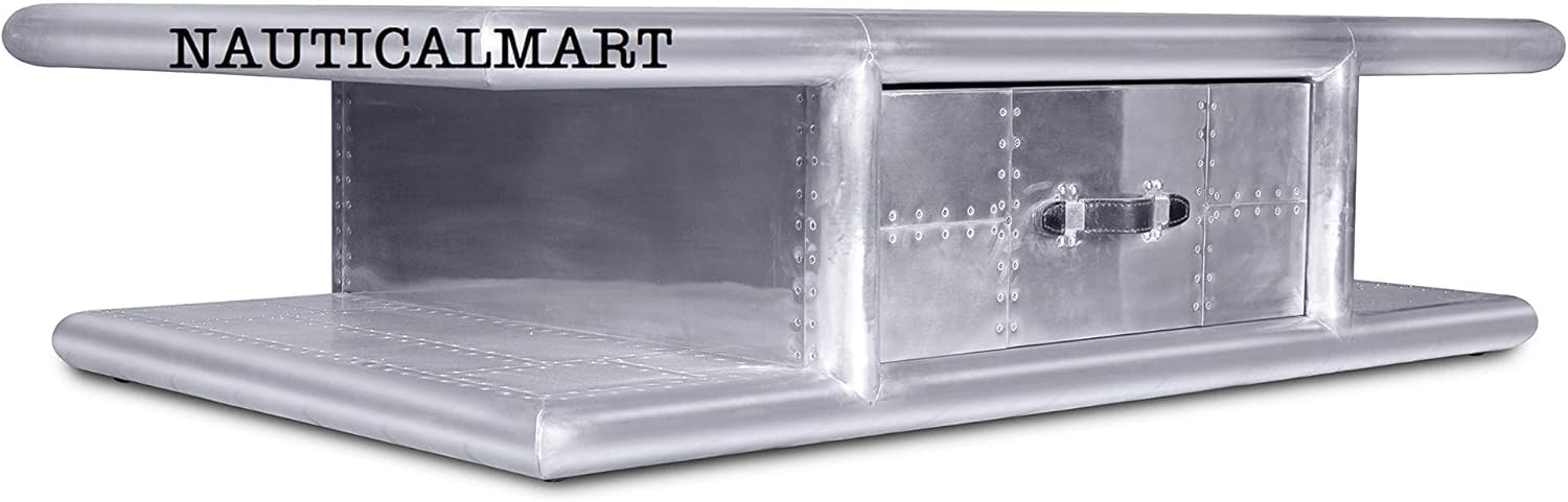 Nautical-Mart Coffee Table Aviator Office Desk Aluminium Home Office Decor Furniture