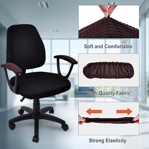 Vista 26 de SARAFLORA Funda para silla de oficina, elástica, resistente a las manchas, de elastano, para silla de computadora, para sillas de escritorio, brazo