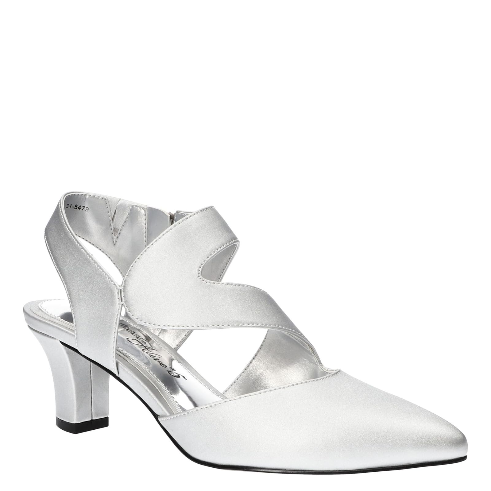 Easy Street Women's Venue Pump, Silver Satin/Gore, 5 UK