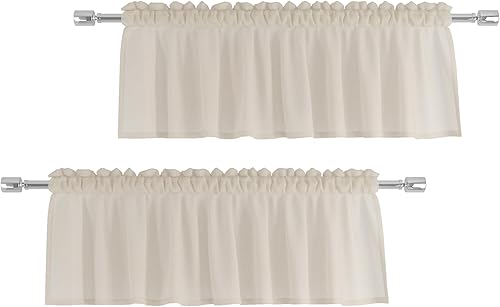 EURZAAR 2 cenefas azules traslúcidas de 18 pulgadas, cortinas de ventana para sala de estar, dormitorio, cocina, mini paneles de cortina cortos