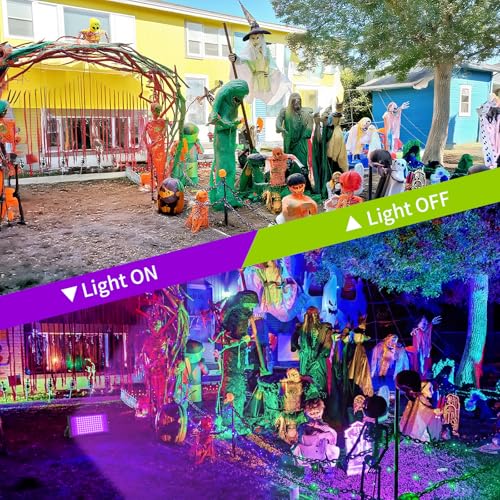 Image of 100W LED Black Lights with Switch+Plug, IP66 Waterproof, 1 Pack | Blacklight Flood Light for Halloween, Neon Glow Party Supply, Bedroom, Fluorescent Poster, Body Paint, Outdoor
