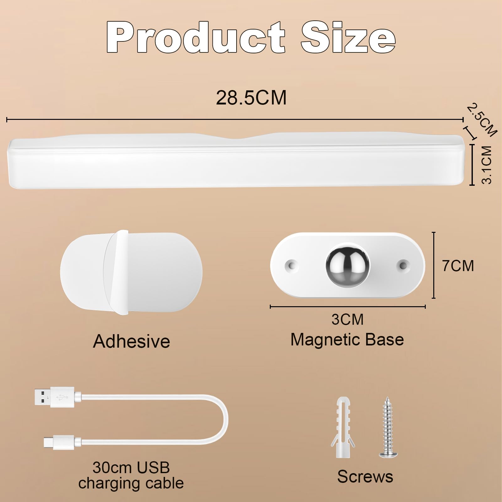 Lamparas Sin Cables Led Luces Tocador, 4000mAH Recargable Luces Espejo Maquillaje con Color y Brillo Ajustables, Extraíble 360° Giratorio Lampara Baño para Espejo de Baño Tocador