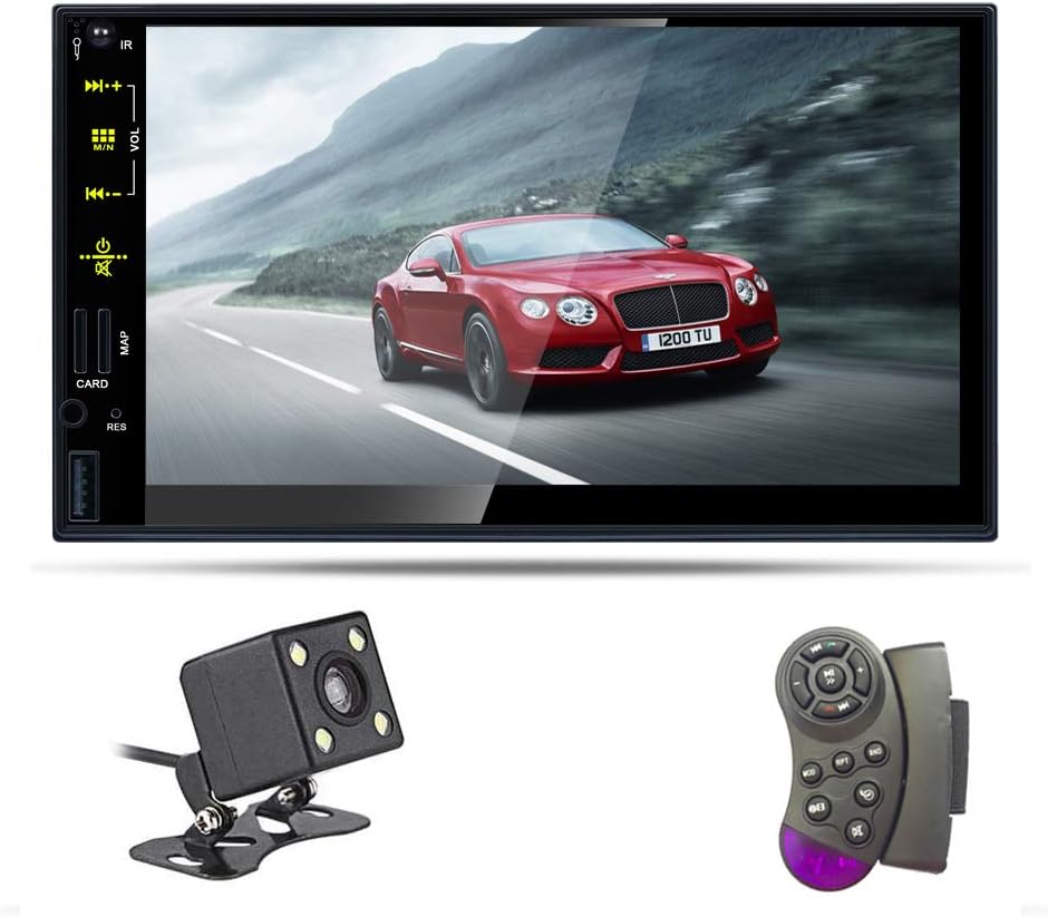 Bosszi Car Radio 2 Din HD Touch Screen 7 Inch Stereo Support Bluetooth Hands-Free Calls / Mirror Link / FM / USB / TF Card / AUX In (Including Rear View Camera)