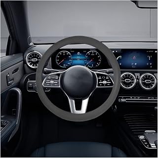 Car Silicone Steering Wheel Cover, Soft Anti-Slip Auto Steering Wheel Protector Fit 14 Inch, Universal Vehicle Interior Accessories for Cars, SUVs, Trucks, and Vans (Black)