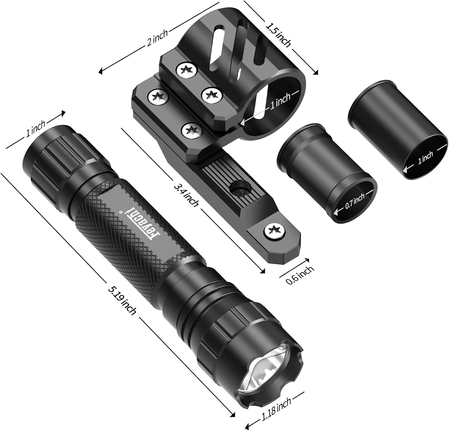 Feyachi Tactical Flashlight 1200 Lumens 11000Candela Rifle Light with Mlock Offset Mount & Pressure Switch 200m Beam 4H Runtime IP65 Waterproof & Shockproof AR Flashlight