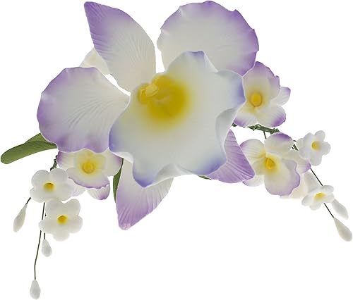 Vista 41 de Global Sugar Art Cattleya Orchid Sugar Cake Flowers - Aerosol arqueado, blanco, 1 unidad por el chef Alan Tetreault Cattleya - Spray de orquídea