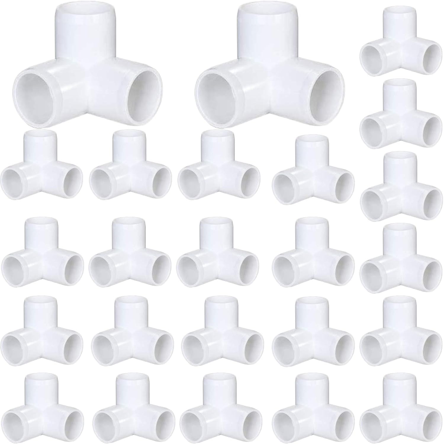 24 Pack 3/4 Inch PVC Fittings, 3 Way PVC Pipe Connectors