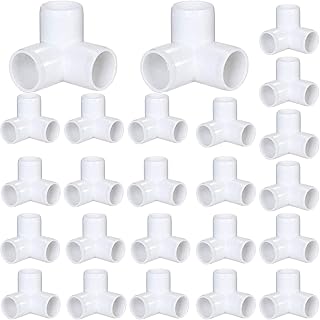 24 Pack 3 Way 3/4 Inch PVC Pipe Elbow Fittings White, 3 Way PVC Pipe Connectors, Pipe Fittings, Corner Fitting for Building PVC Furniture Greenhouse Shed Pipe Fittings Tent Connection