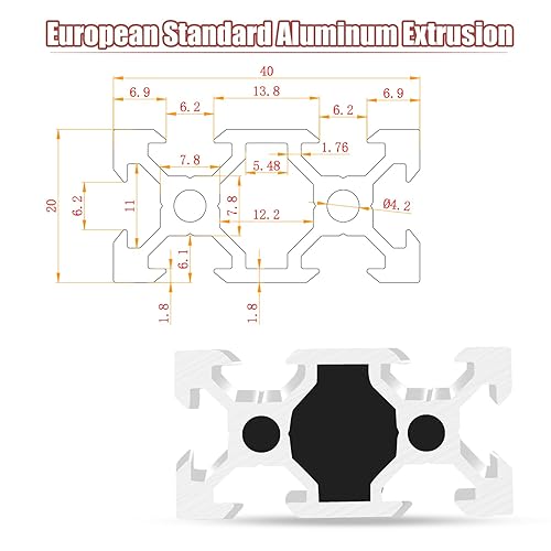 Miniatura 3 de QNK 2 piezas de 450 mm (17.7 ") ranura en V 2040 extrusión de aluminio estándar europeo anodizado riel lineal para piezas de impresora 3D y CNC DIY