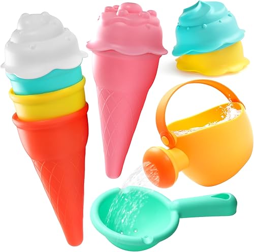 Juguetes de baño para bebés de 1 a 3 años, 6 piezas, helados, juguetes de baño para niños pequeños, sin moho, juguetes de ducha de agua para niños