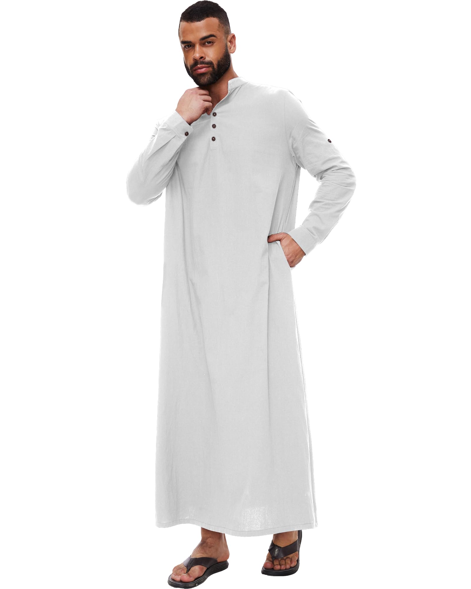 YAOHUOLE Djellaba Homme Musulman Caftan Homme Coton Grande Taille Homme Kaftan Thobe