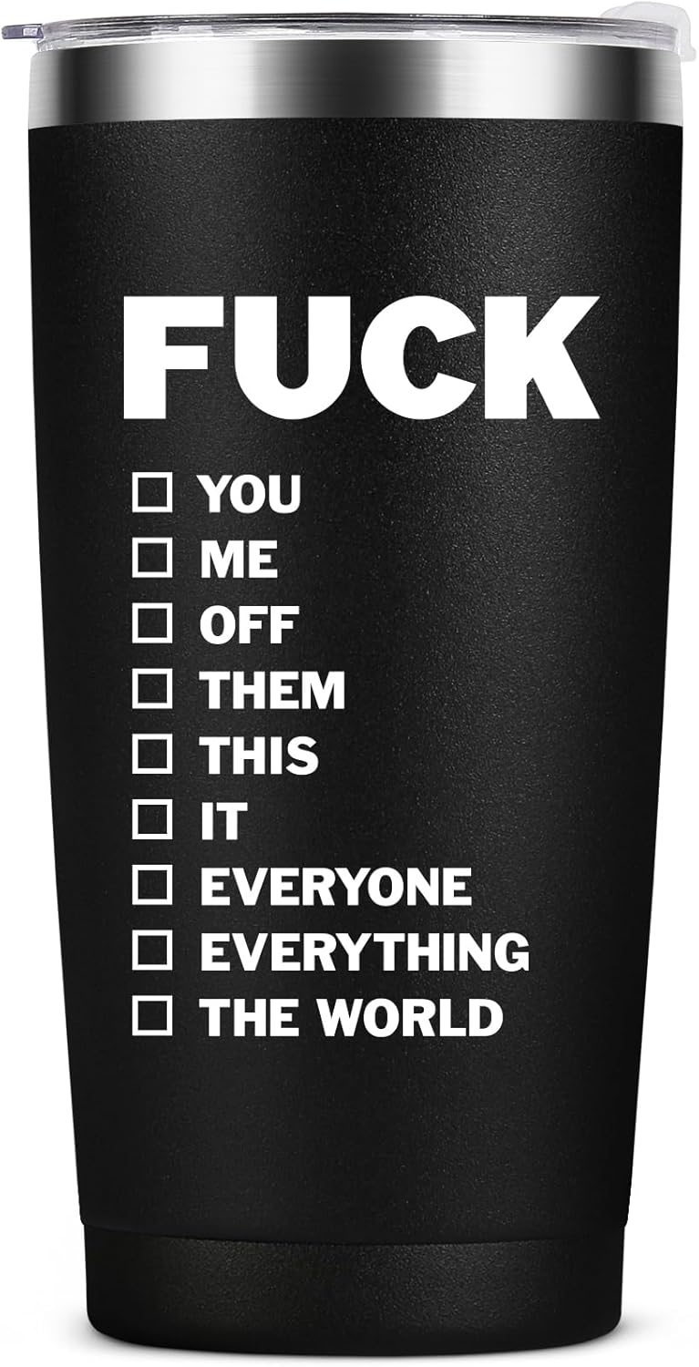 MASGALACC Fuck Coffee Tumbler, Funny Sarcastic Inappropriate Insulated Mug, Christmas Birthday Gifts for Men Women Friends Coworker Employee, 20 Oz Stainless Steel Drinking Cup