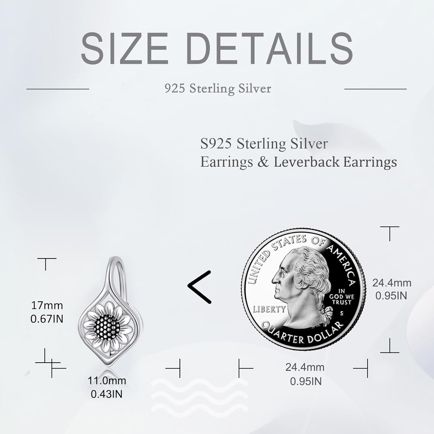 POPLYKE Sunflower Leverback Earrings for Women 925 Sterling Silver Sunflower Earrings Moonstone Sunflower Jewelry Gifts for Her - Image 6