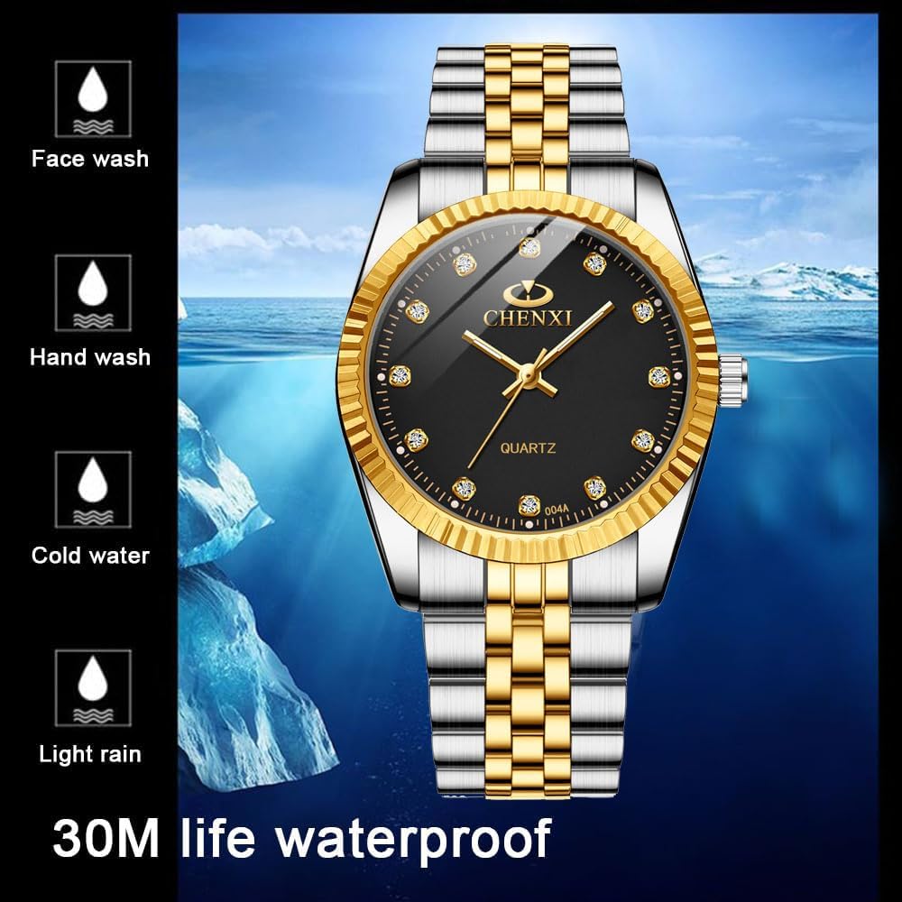 FANMIS Men's Classics Business Easy Reader Quartz Watch Military Analog Luminous Waterproof Quartz Stainless Steel Watch Elegant Gift Watch for Men (Y Silver Black)