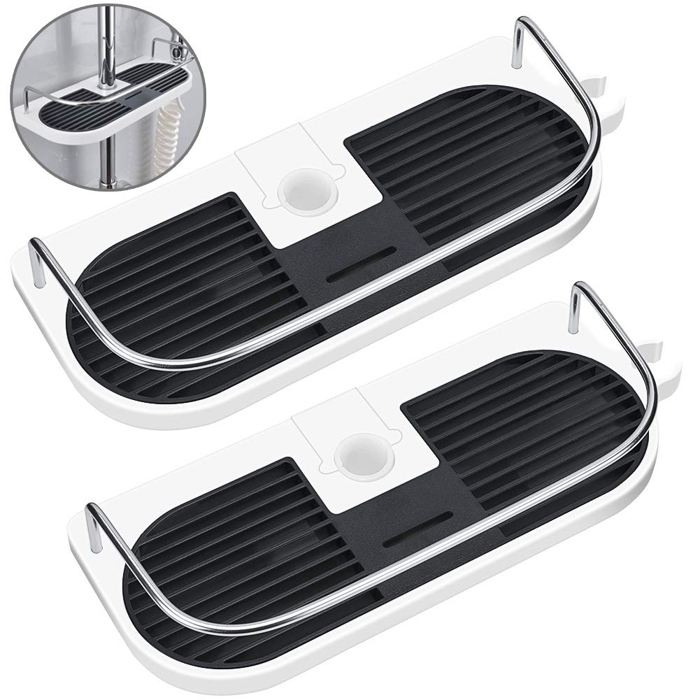 Hawsam 2Packs No Drilling Hanging Shower Shelf Caddy Soap Holder for Shower Rail - Bathroom Rack Organizer, Fit 19mm - 25mm Rail