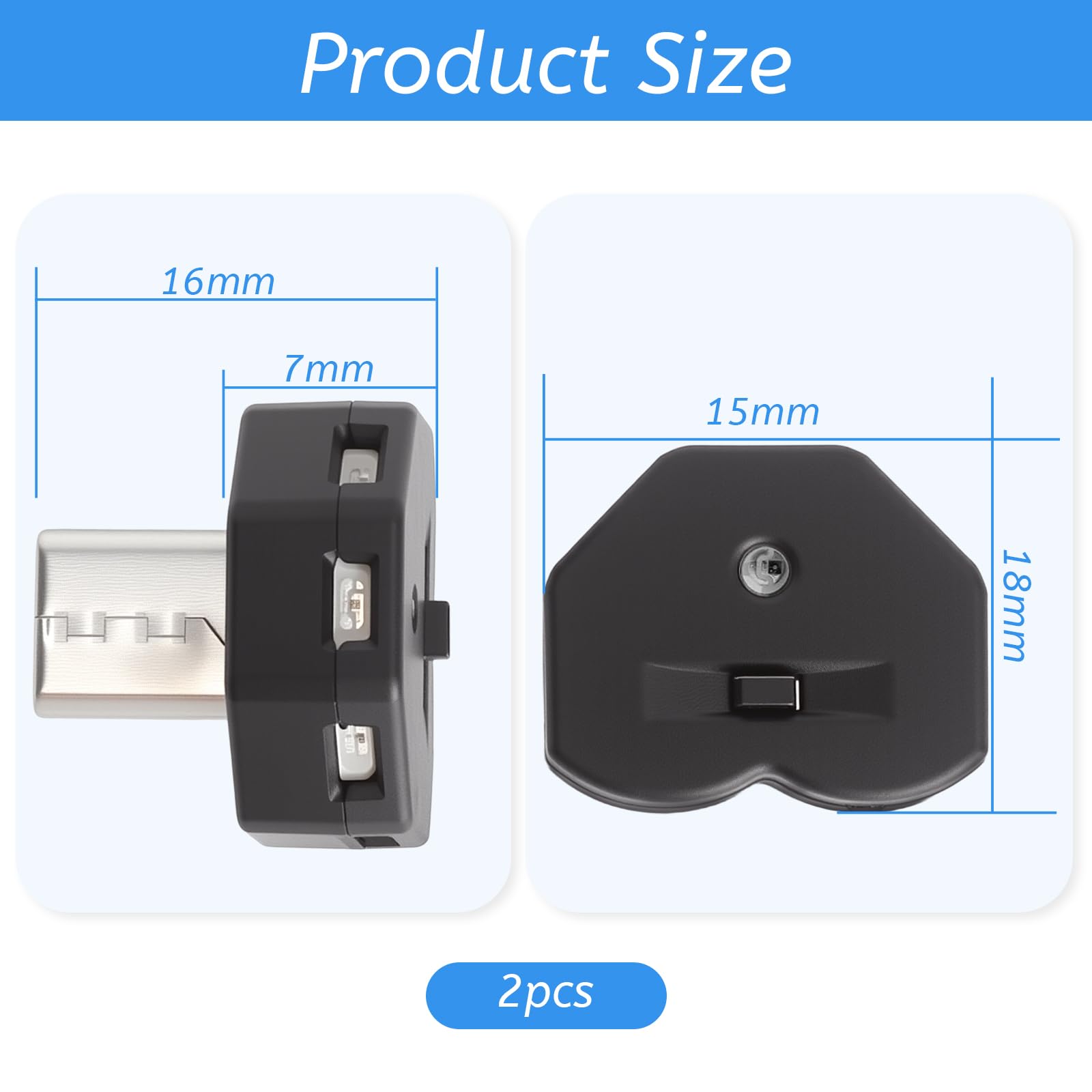 2 SZT. Światło typu C z 5-krotnie Regulowalnym Kierunkiem Światła Typu C USB Oświetlenie Atmosferyczne USB C LED Światło Do Samochodu z 8 Kolorami RGB i Trybem Stałym lub Automatycznym dla Samochodu