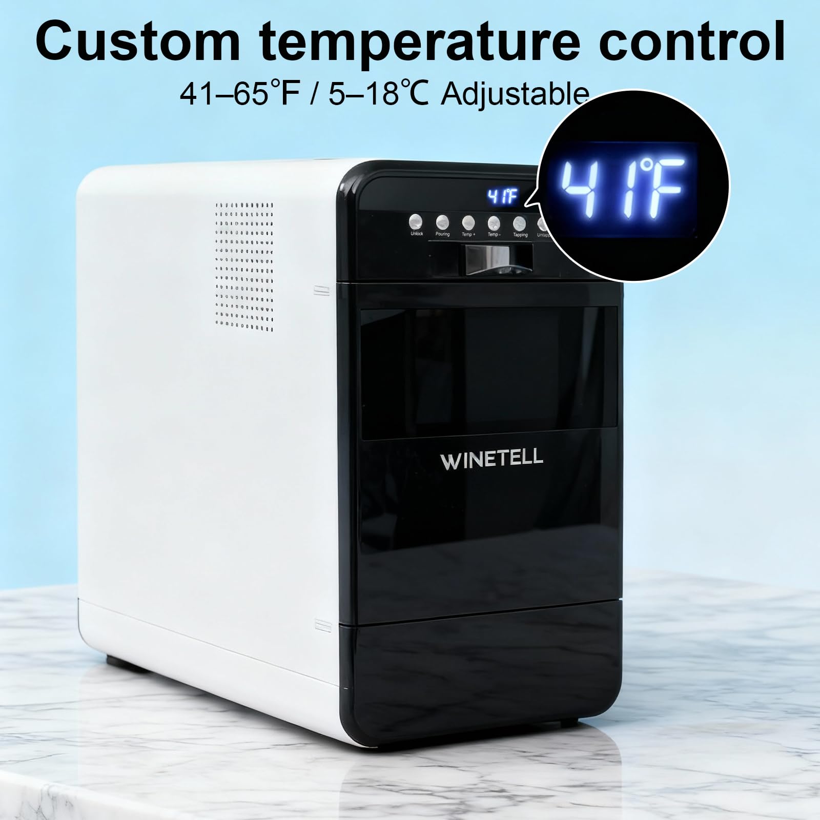 Sistema de conservación de vino - Ahorro y dispensador de vino con control de temperatura ajustable, conserva la frescura y el sabor del vino, para el hogar, la oficina y el hotel, sin