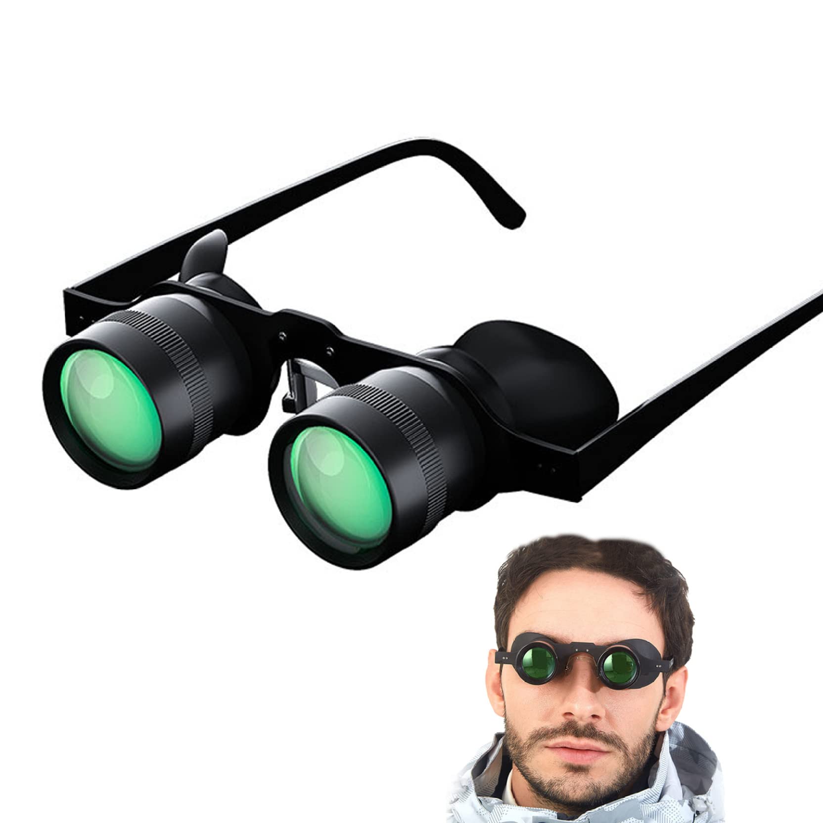 Gafas binoculares binoculares Gafas de Manos portátiles binoculares Libres telescopio 10x Vasos Zoom para Pesca al Aire Libre