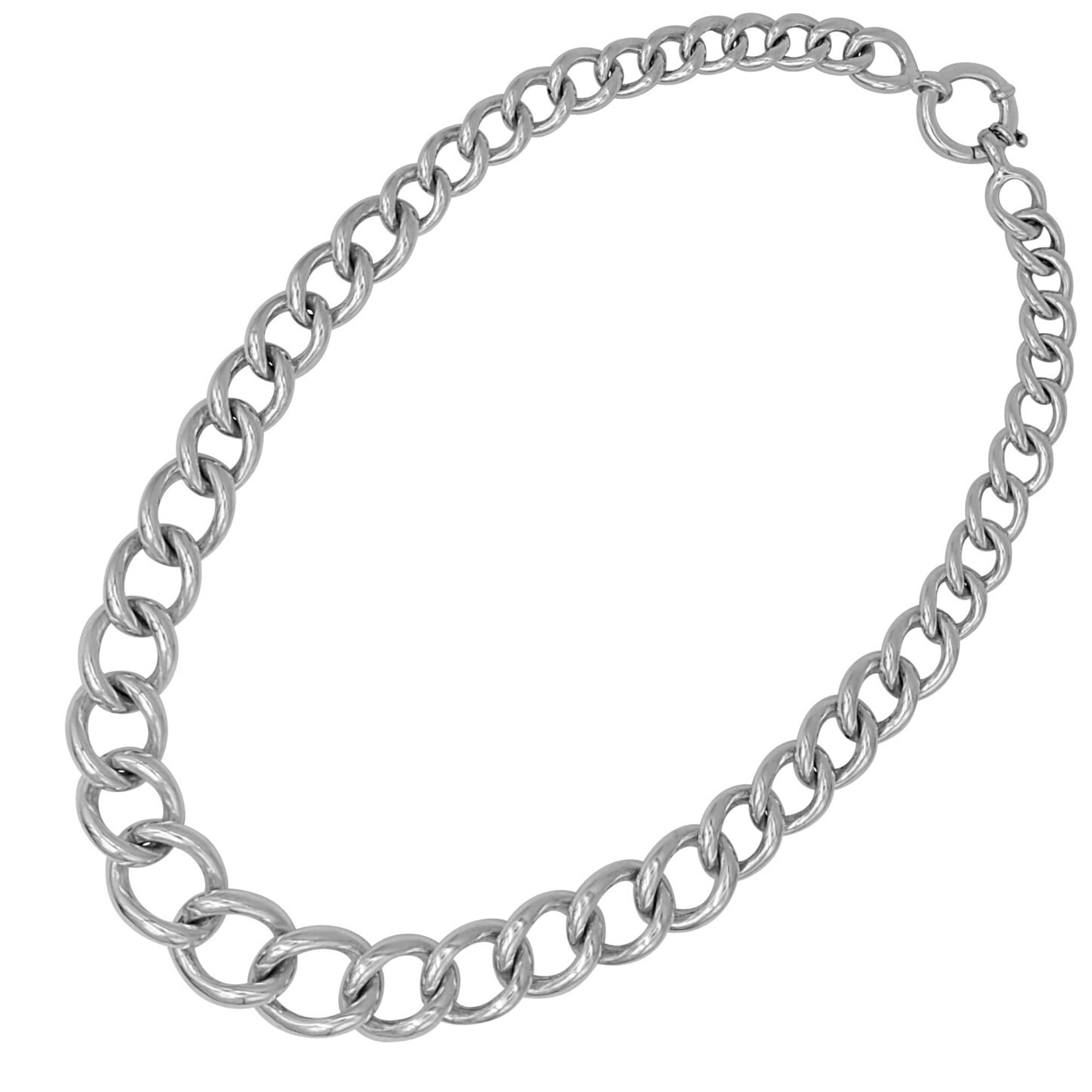 Collar de cadena gruesa y ligera electroformada de plata de ley 925 para mujer