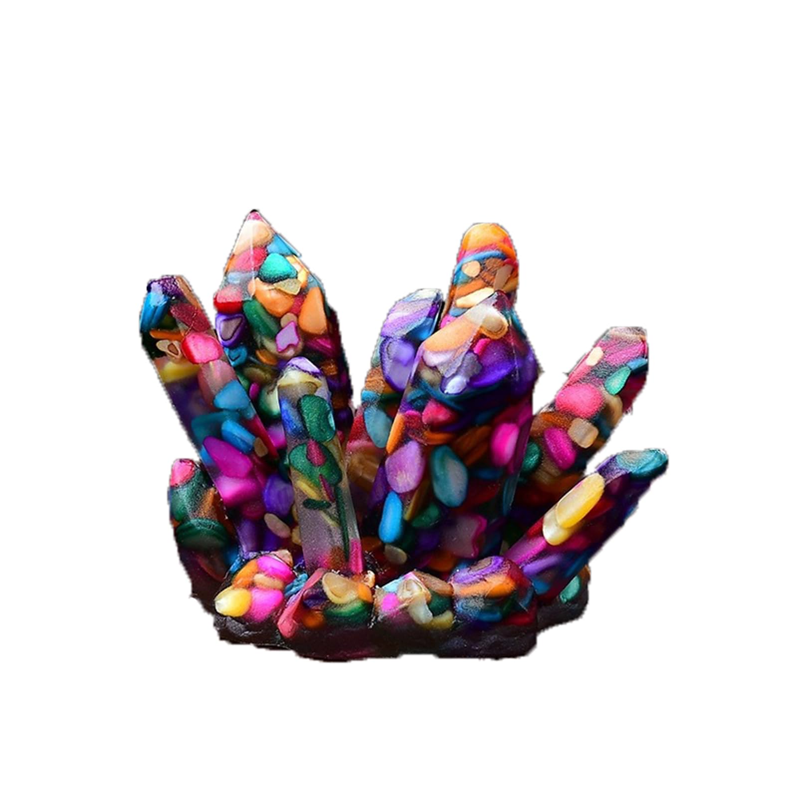 Hhhxkkuo Handmade Natural Crystal Chip & Epoxy Resin Crystal Cluster – Creative Geode Ornament, Healing Energy Stone Desk Decor, Unique Spiritual Gift