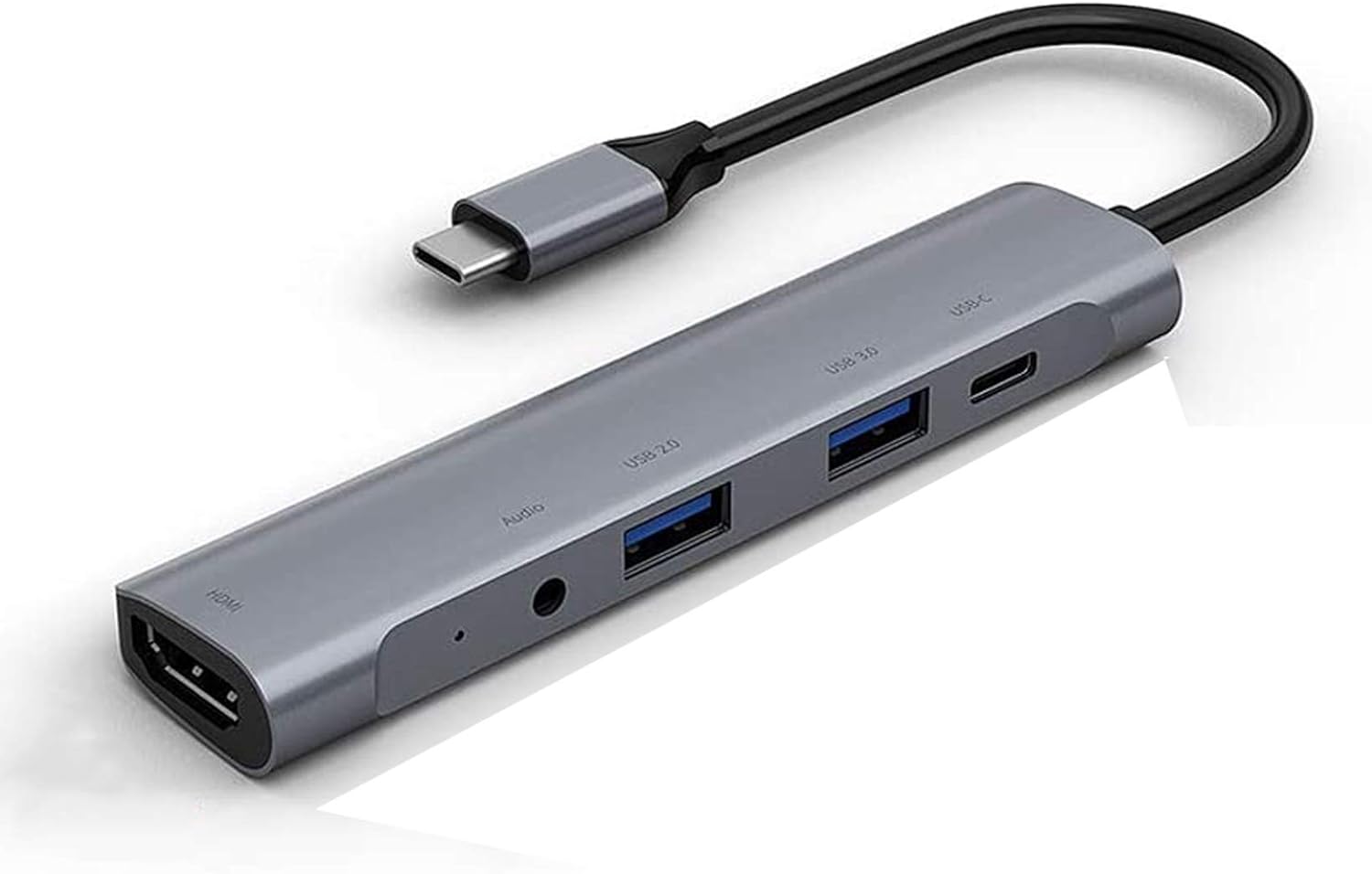 USB C HUB, 5 in 1 Type C Port Adapter with HDMI 4K, 3.5mm