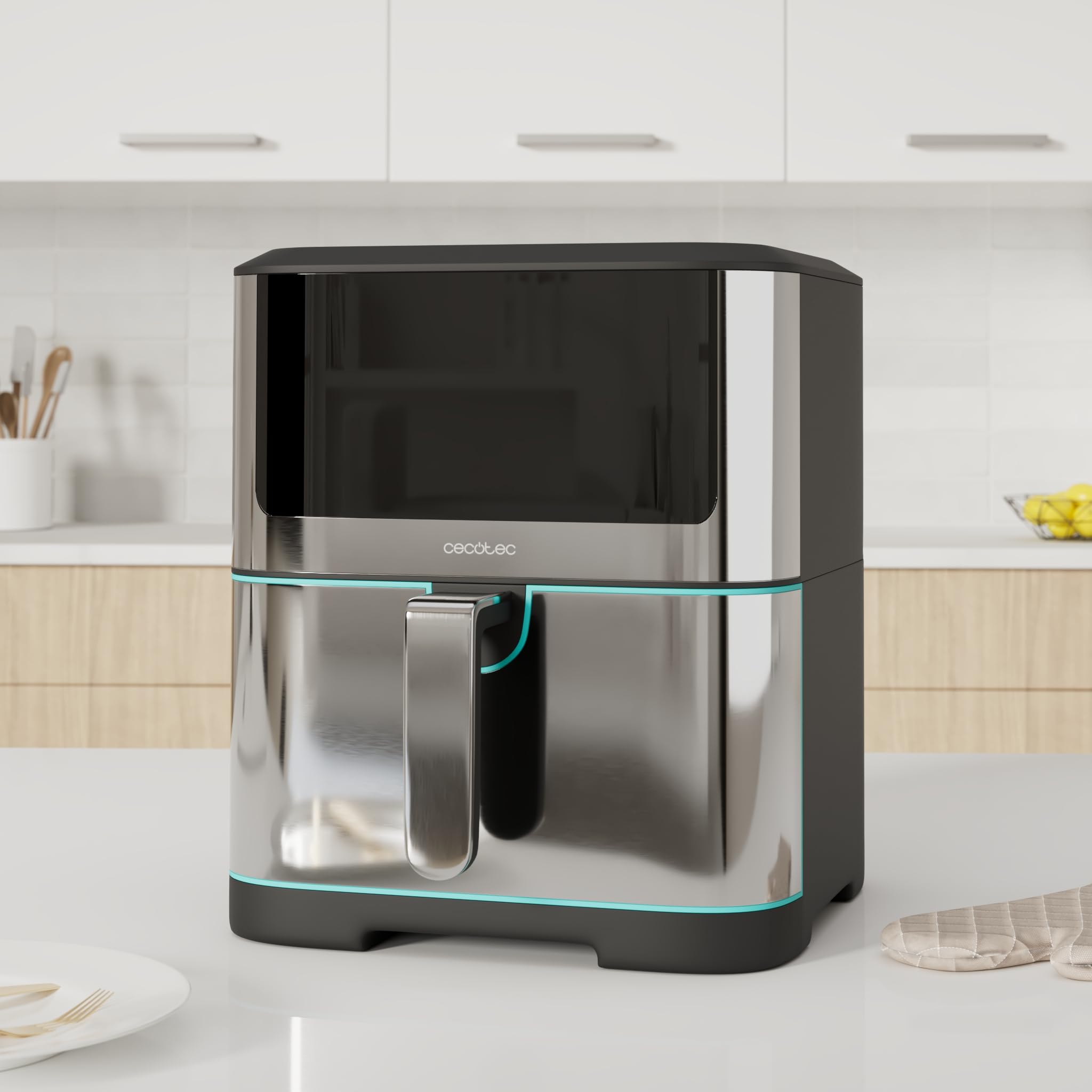 Cecotec Freidora de Aire sin Aceite de 8 L Cecofry Supreme 8000 Air Fryer. 1800 W, Panel Táctil, 30º-200 ºC, 10 Modos Preconfigurados, Pre-heat, Alerta, Acabados en Acero Inoxidable — view 2