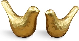 Home Decor Small Resin Birds Statues,Modern Gold Decor,2Pcs | Modern Resin Bird Figurines Decorative Ornaments for Home Decor,Living Room,Bookshelf,Office Desktop,Cabinets,Christmas Decor