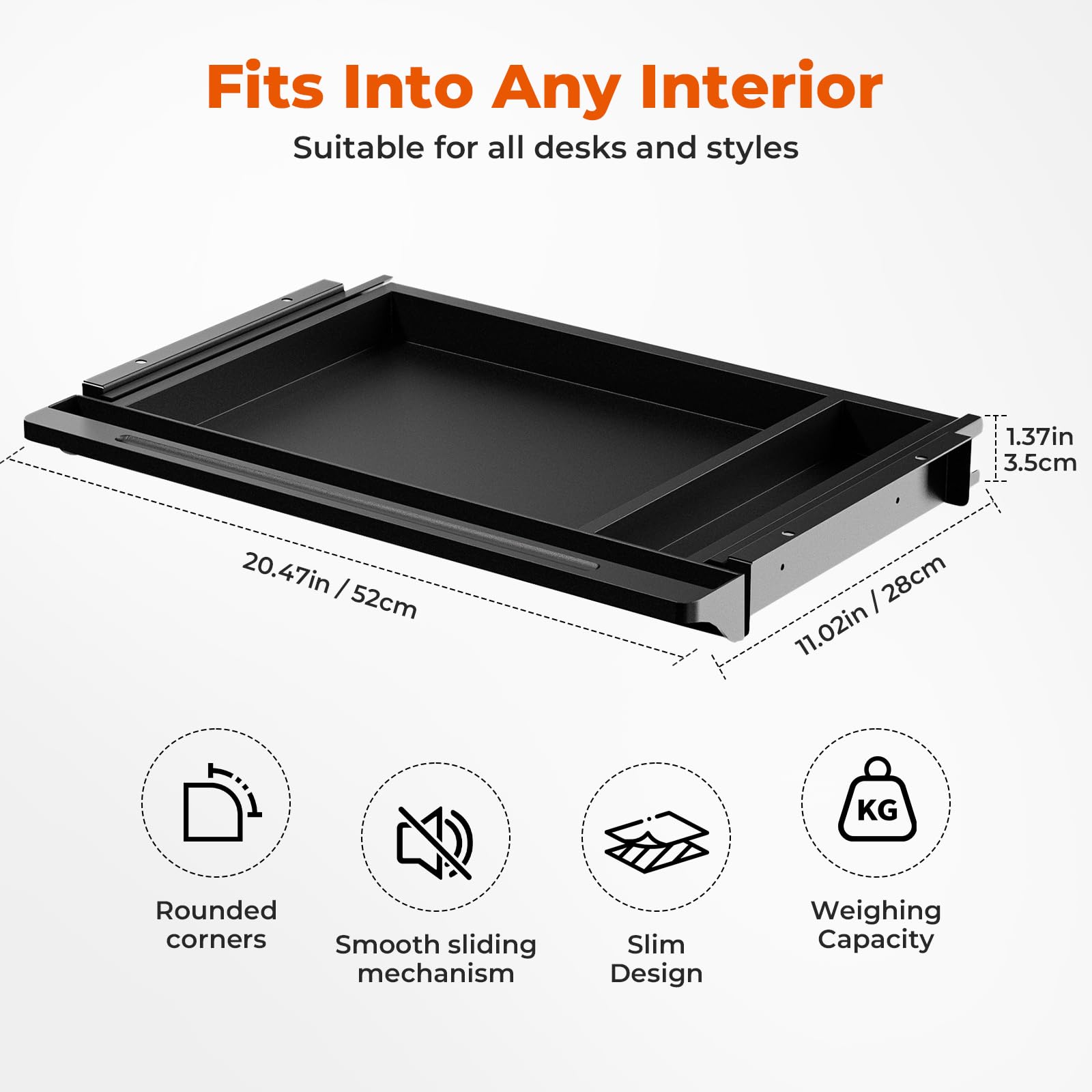 Cassetto da scrivania,cassetto sotto scrivania,facile da installare, salvaspazio e capiente, ideale per ufficio o toeletta (nero)