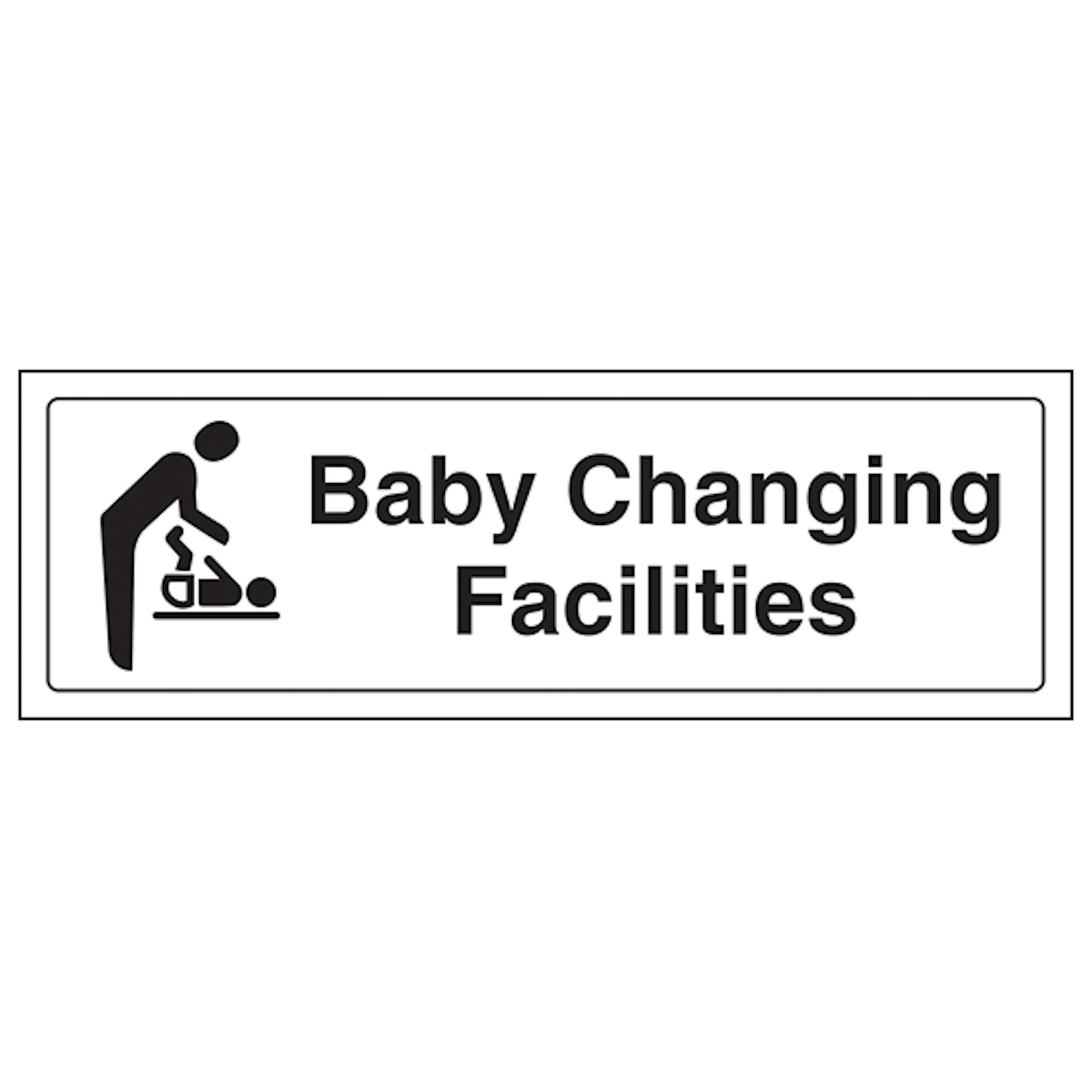 V Safety Baby Changing Facilities 450 x 150 mm - Glow In The Dark 1mm Rigid Plastic Safety Sign