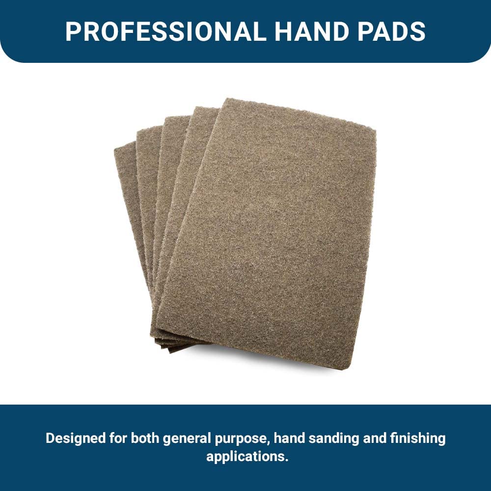 Benchmark Abrasives 6" x 9" Brown Coloured Non-Woven Scuff Abrasive Sanding Hand Pads Washable Reusable for Cleaning, Paint Removal, Surface Polishing Automotive (10 Pack) - 120 Grit