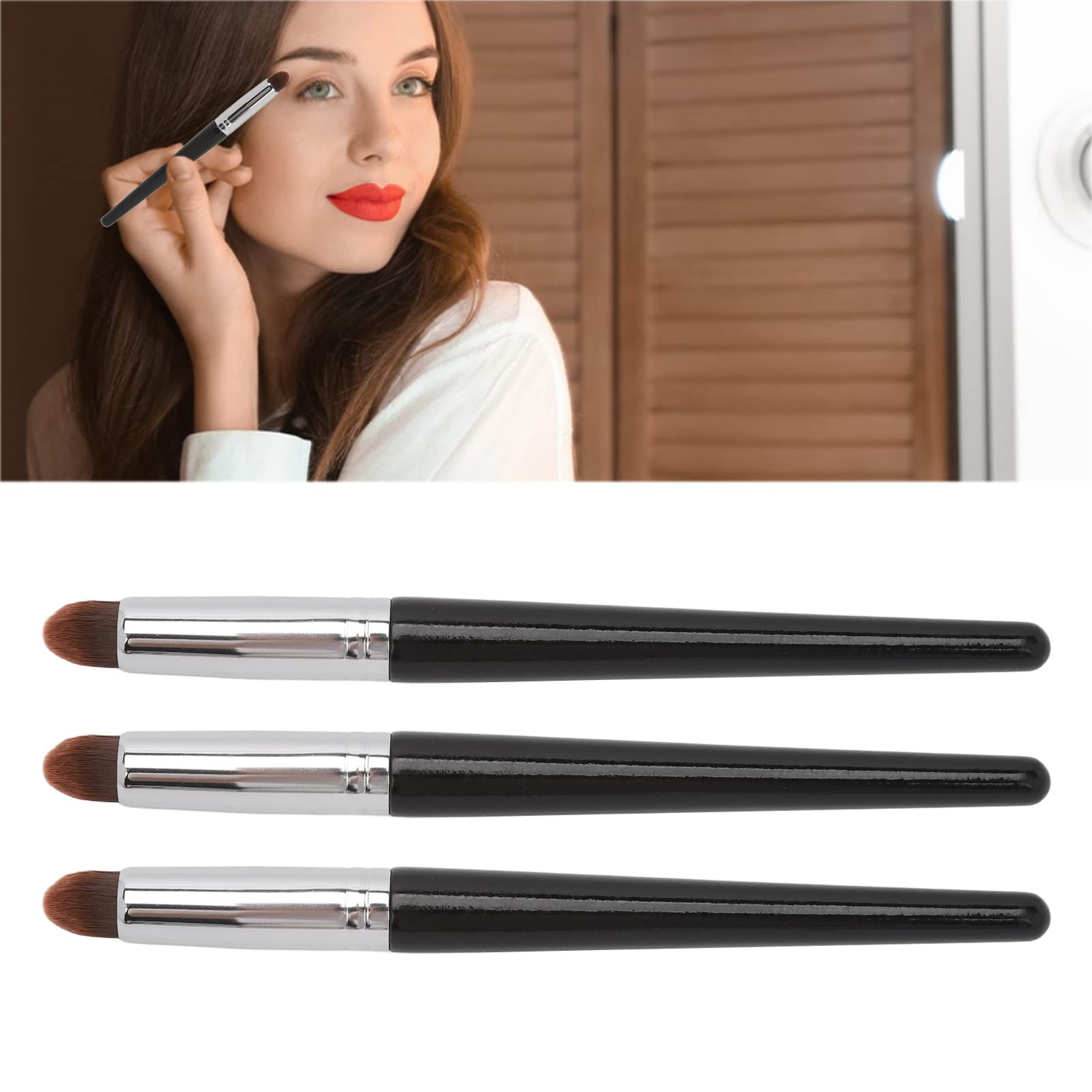 Makeup Brushes, 3 Pieces Concealer Brushes, Round Head Soft Hair Professional Highlighter Brush for Makeup Artist Beginners