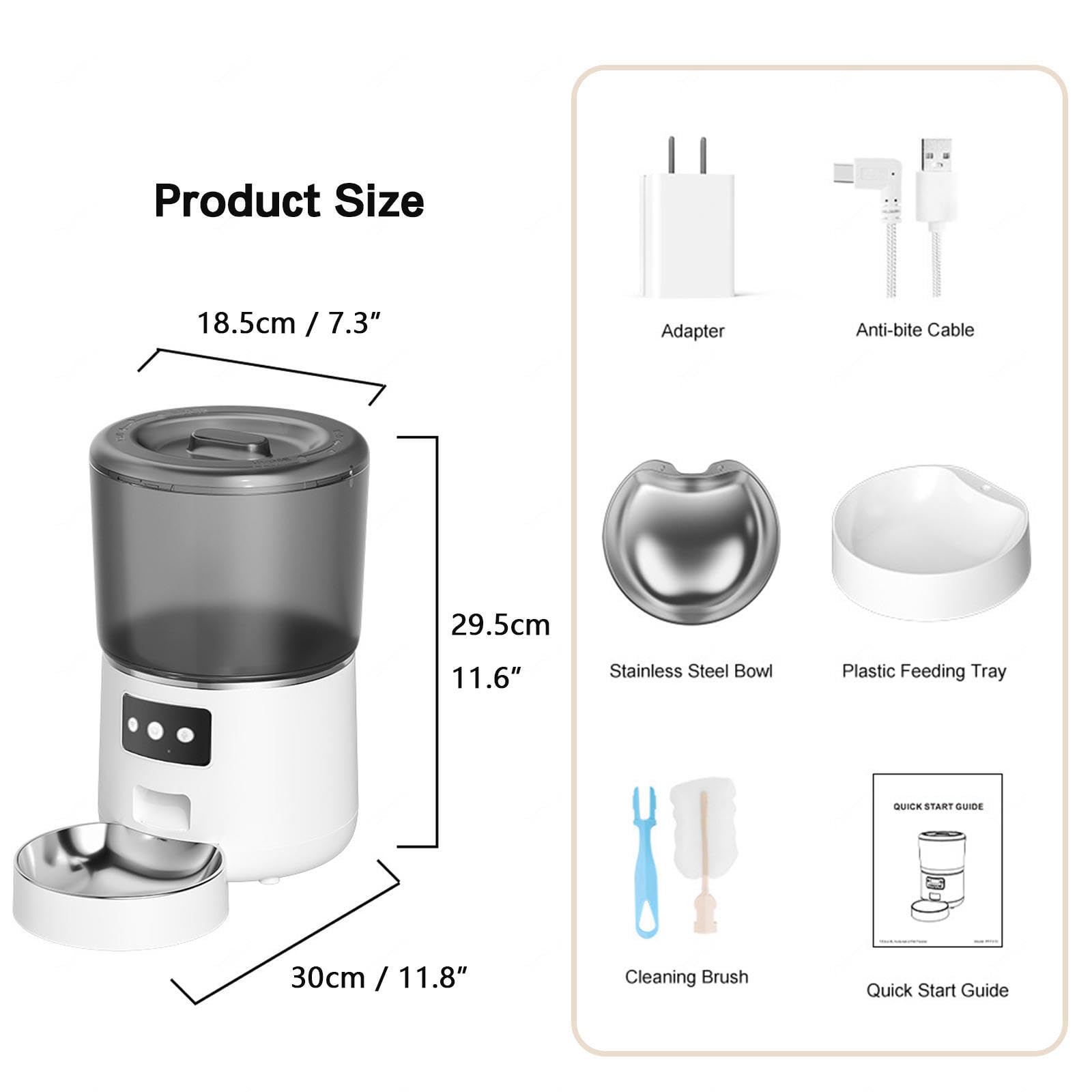 Dispenser Cibo Gatti Automatico WiFi, con 2.4G WiFi, 4L Dispenser Cibo Gatti, Controllo App, Registrazione 10S Dispenser Cibo Cani, Cibo Cani Automatico
