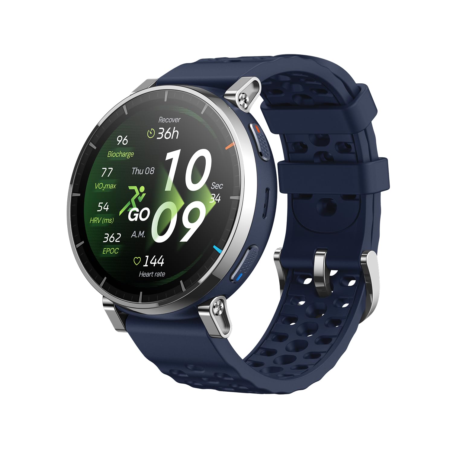 Amazfit Active 3 1.32 inch AMOLED sapphire smartwatch with 12-day battery, 4GB storage, offline maps, 170+ workout modes, and 5 ATM water resistance