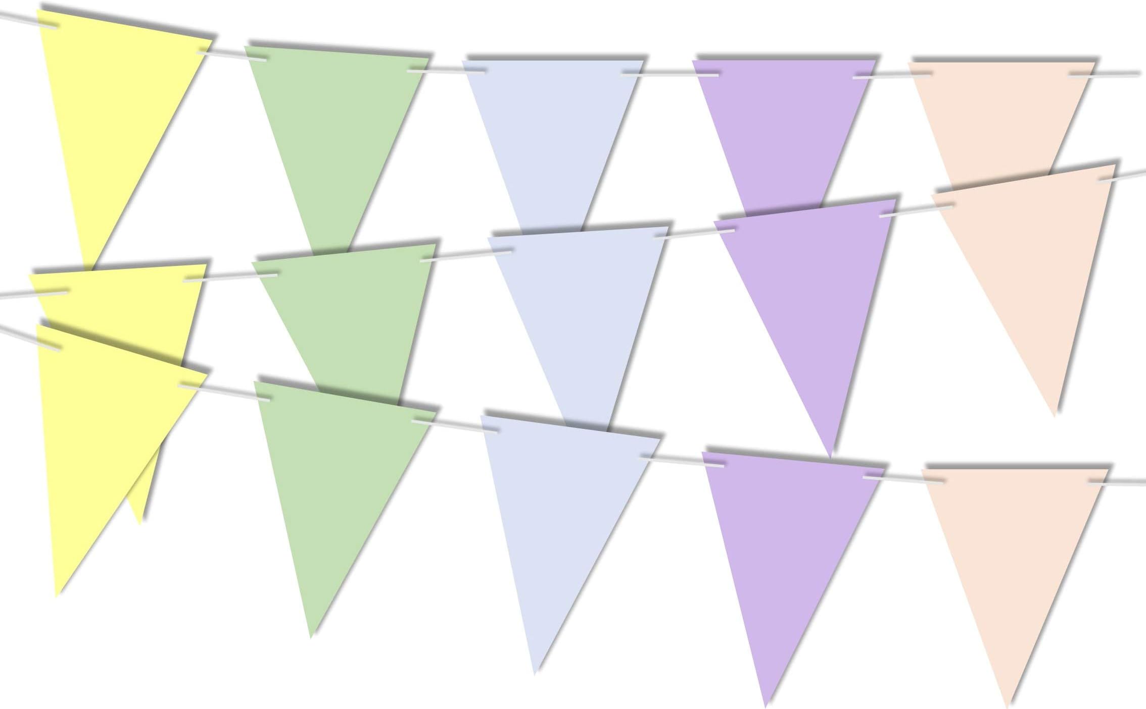 RPP 20 Pieces Pastel Rainbow Multicolour Triangle Flags Garland Bunting Banner for Party Wedding Birthday Festival Decoration with 10m string