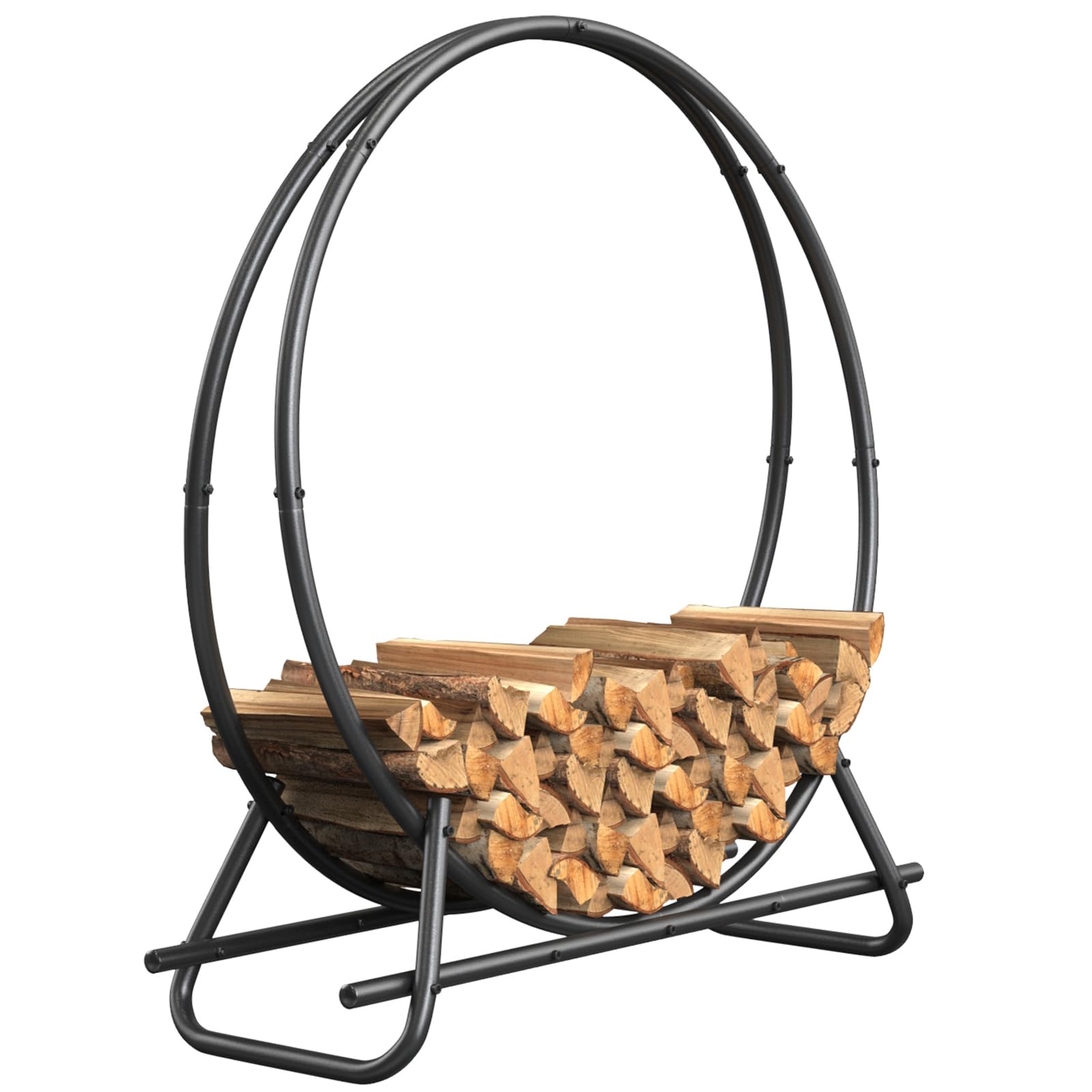Outdoor Firewood Circle Rack- Metal Pipe Ring,Sturdy &...