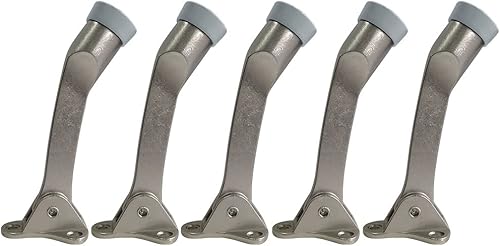 Miniatura 1 de Boshen 10 topes de puerta abatible, fácil de instalar, soporte de tope de puerta de goma de alta calidad, altura ajustable (níquel satinado, paquete