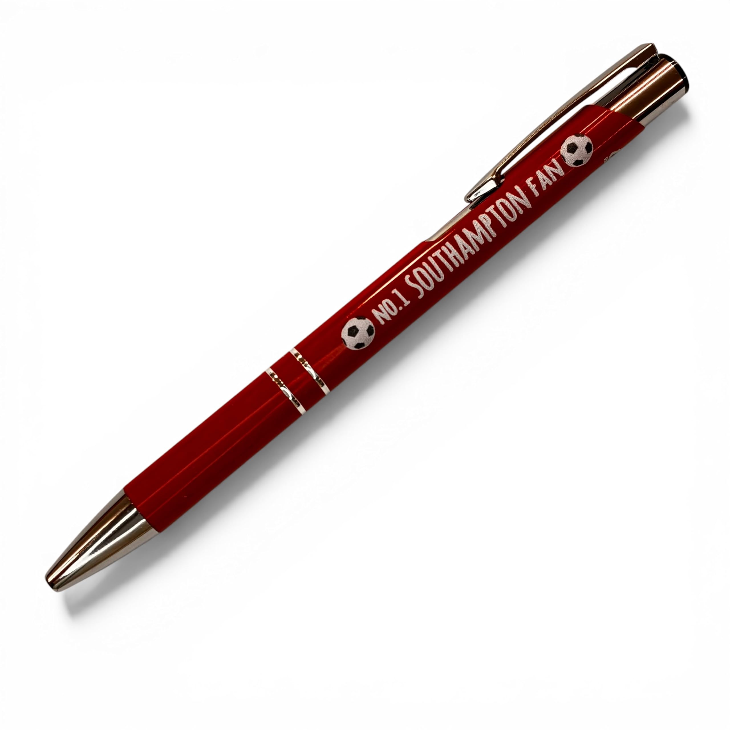 WHITE COTTON CARDS Southampton The Saints FC No. 1 Football Sport Fan. Recycled Aluminium Ballpoint Pen. Team Name Colour. Stocking Filler Writing Novelty Gift (PEN-123)