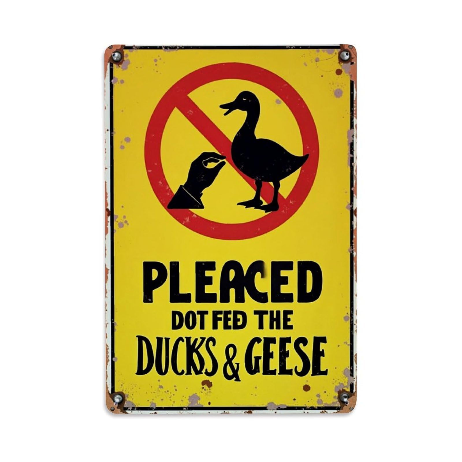 Jdfenggu Vintage Please Do Not Feed Ducks Retro Metal Tin Sign, Metal Poster For Bar, Home, Man Cave, Kitchen, Laundry Room Art Decor 8X12 Inch