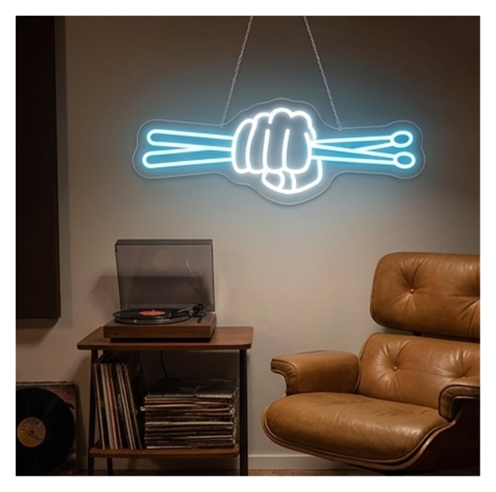 Luces de neón Mazos de percusión en una mano luces neón baterista con interruptor atenuación estudio música, carteles decorativos artísticos 7.09x18.9in(E)