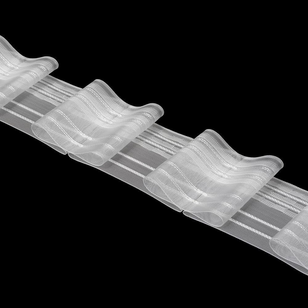 Oz-Is Dar Tekstil Gardinenband 50 Meter Flachfalten 80 mm 1:2.5 100% Polyester Transparent Faltenband zum Annähen für Vorhänge und Gardinen 4357MP