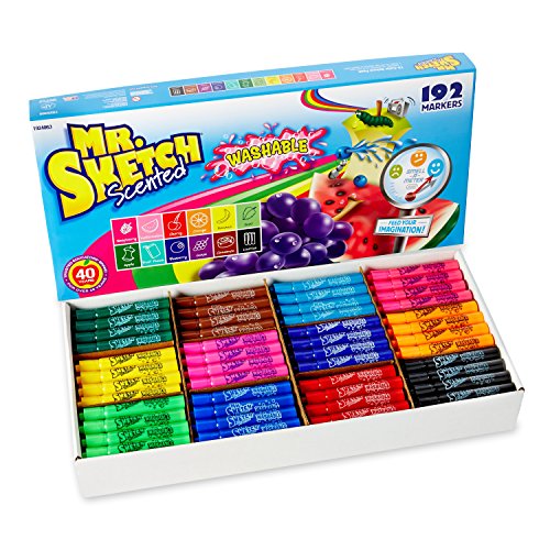 Mr. Sketch Washable Scented Markers, Chisel-Tip, Assorted Colors, 192-Count