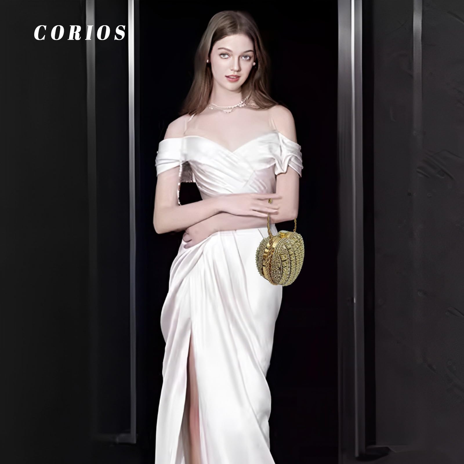 Borsetta da Sera da Donna Clutch in Cristallo a Forma di Cuore Strass Borsa a Mano Pochette Piccolo con Catena Elegante Borsa a Tracolla a Spalla per Ballo Cerimonia Cocktail Festa